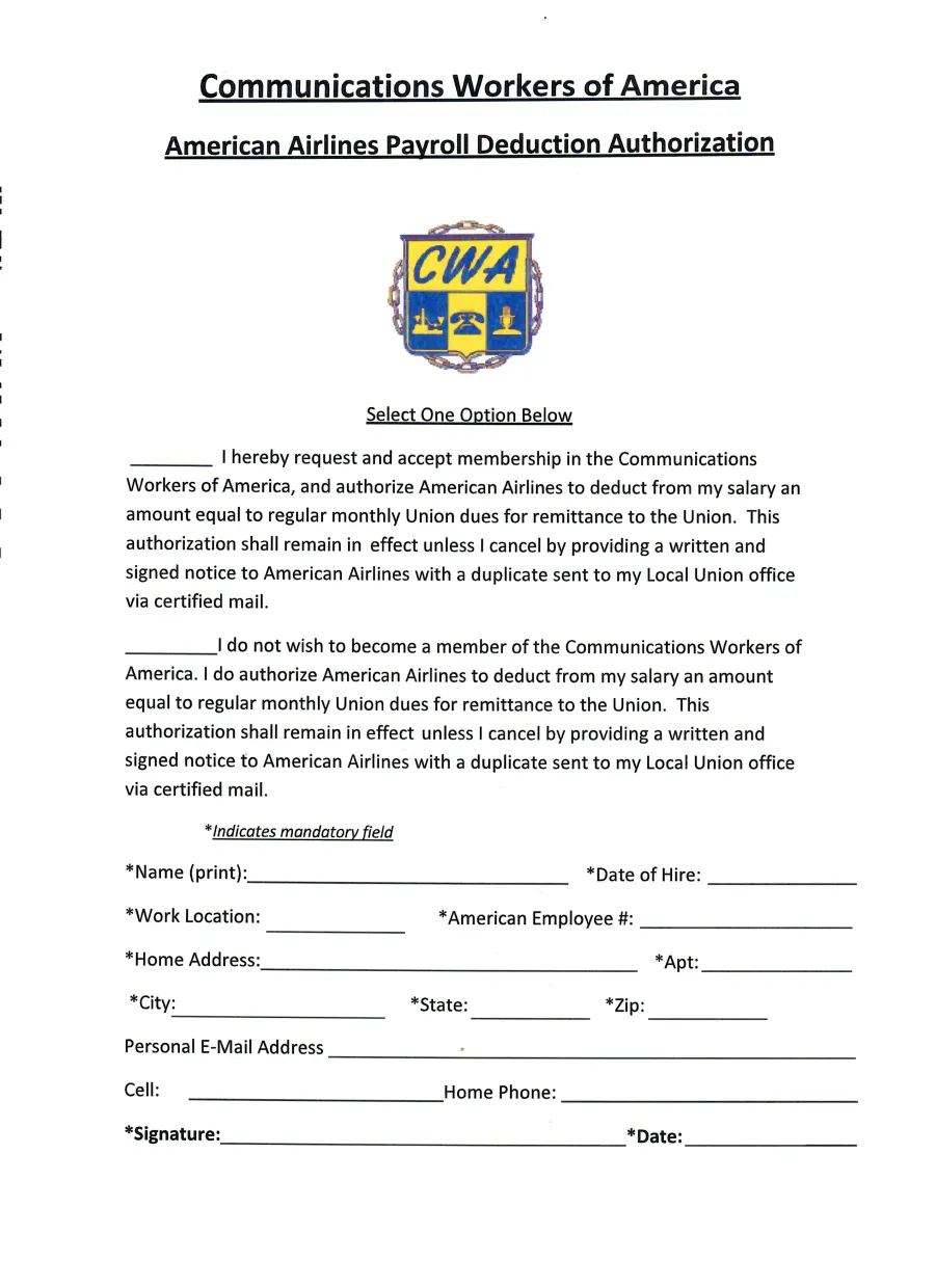 AA Membership form